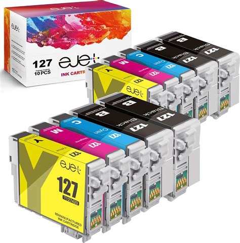 Ejet 10 Pack 127 Remanufactured Ink Cartridge Replacement For Epson 127 T127 For