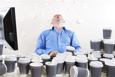 Overworked And Exhausted Office Worker Stock Photo Image Of Sleep