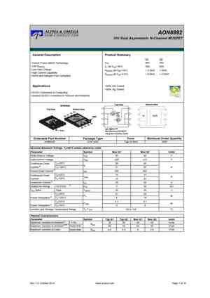 AON6992 MOSFET Datasheet Pdf Equivalent Cross Reference Search