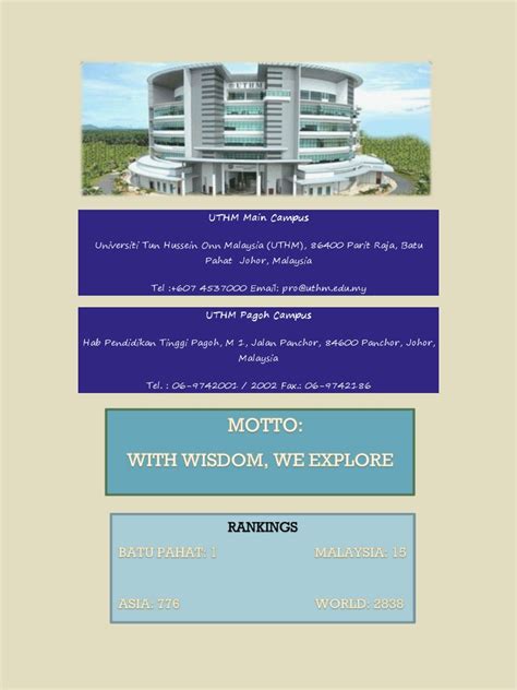 uthm main campus  university  college admission vocational