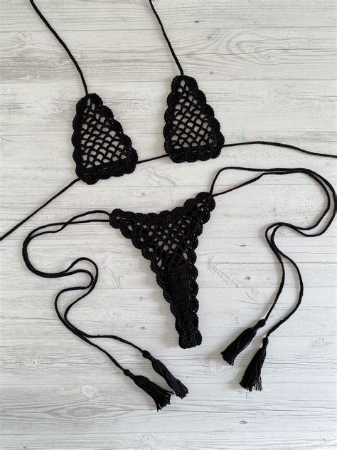 Extreme Micro Bikini Crochet See Through Bikini Set Fishnet Etsy Australia