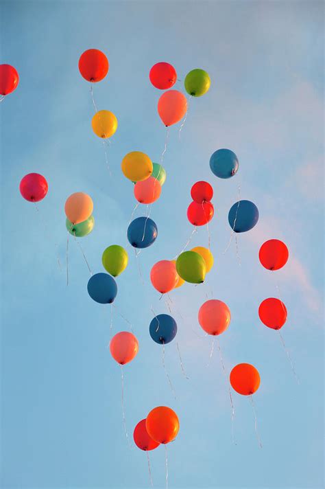 Balloons On Blue Sky Stock Shopping Photo