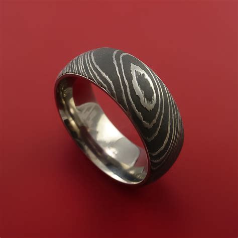 Damascus Steel Ring with Titanium Band inside Sleeve – Stonebrook Jewelry