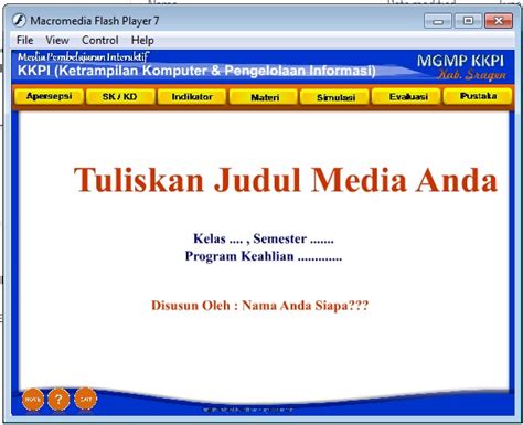 Panduan Menggunakan Template Media Pembelajaran Interaktif Menggunakan Macromedia Flash