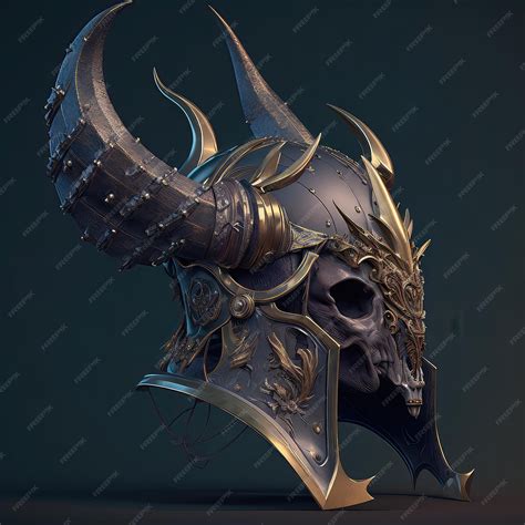 Premium Photo | Horned helmet in the style of dark fantasy armor