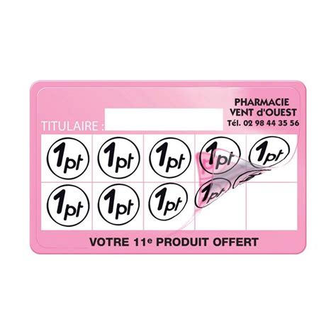 Carte De Fid Lit Pharmacie Avec Tampon Perso Coins Ronds X Cm