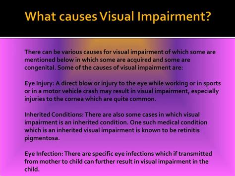 Ppt Visual Impairment Causes Symptoms Daignosis Prevention And Treatment Powerpoint