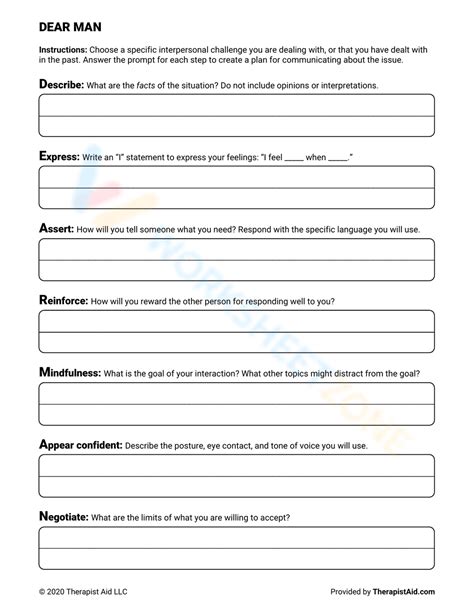 Free Collection Of Dear Man Worksheets For Students