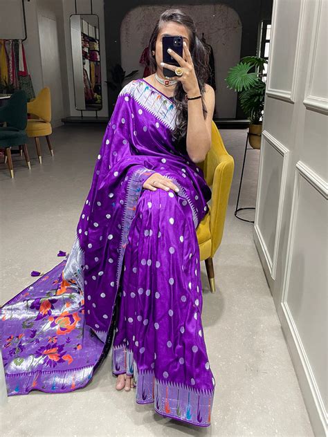 Purple Color Zari Weaving Work Pure Viscose Saree