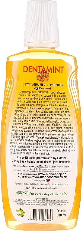 Bione Cosmetics Dentamint Mouthwash Honey Propolis Mouthwash MAKEUP