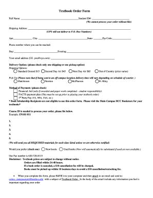 Fillable Online Hutchcc Textbook Order Form Hutchccedu Fax Email