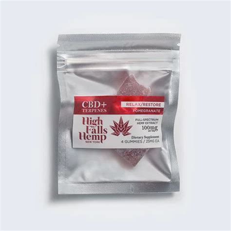 HIGH FALLS 100MG RELAX RESTORE GUMMIES POMEGRANATE Elevated CBD