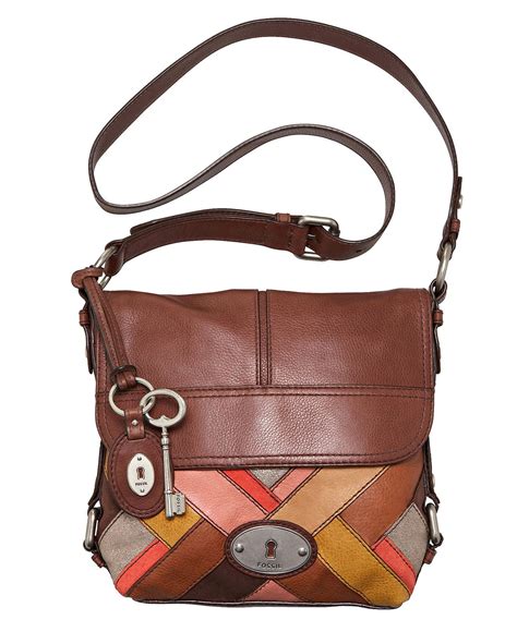 Fossil Handbag Maddox Patchwork Leather Flap Bag Fossil Handbags