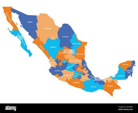 Colorful Political Map Of Mexico Administrative Divisions States Simple Flat Vector Map With