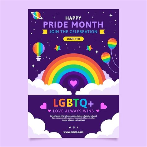 Free Vector Flat Pride Month Lgbt Vertical Poster Template