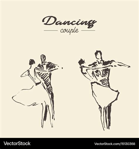 Set dancing couple draw sketch Royalty Free Vector Image