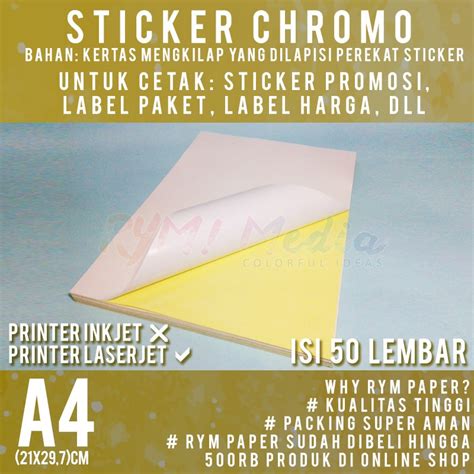 Jual Sticker Chromo A4 Isi 50 Lembar Kertas Stiker Glossy Mengkilap A4 Shopee Indonesia