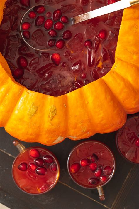 DIY Pumpkin Punch Bowl & Cranberry Punch - Sweet Life