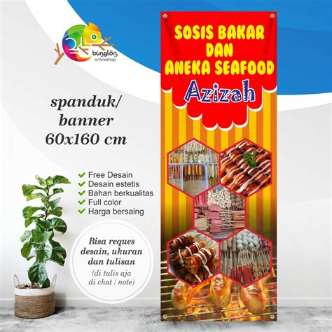 Jual 60x160 Spanduk Banner Sosis Bakar Aneka Seafood Shopee Indonesia