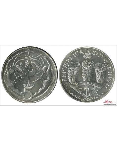 San Marino 2007 Monedas euros en plata S C UNC 5 año 2007