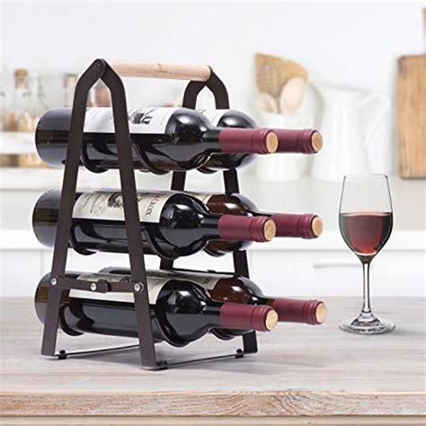 Kingrack Countertop Wine Rack Tabletop Wood Wine Holder For 6 Bottle Wine 3 Tier Classic