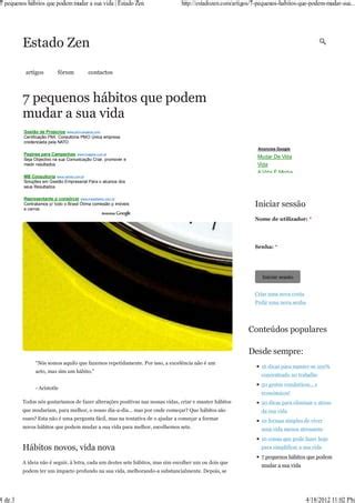 7 pequenos hábitos que podem mudar a sua vida estado zen PDF