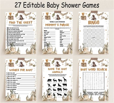 Wizard Baby Shower Games Editable Magic Baby Shower Game Etsy