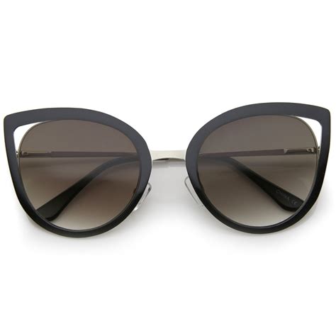 Womens Round Laser Cut Cat Eye Sunglasses Zerouv