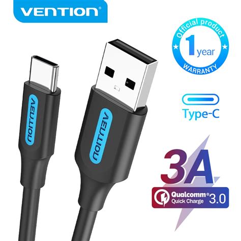 Venção 3a Tipo C Cabo De Carregamento Rápido De Alta Velocidade 480mbps Qc Carga Rápida Dados