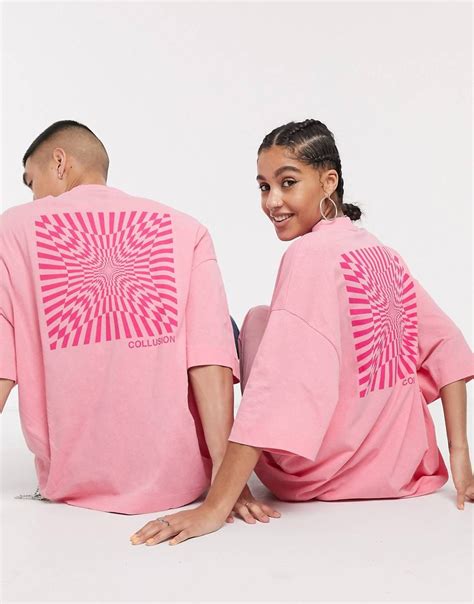 Collusion Unisex Extreme Oversized T Shirt With Print In Pink Asos