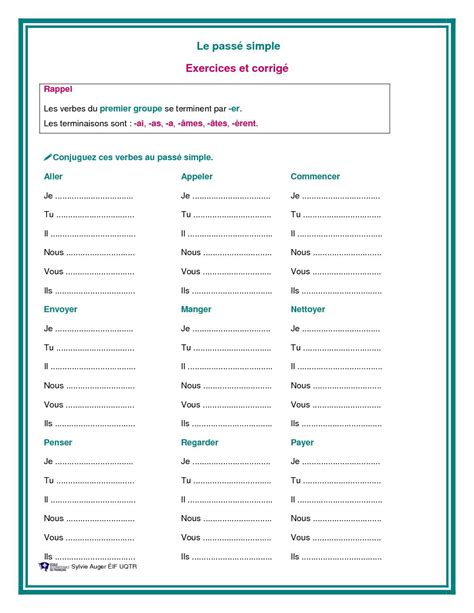 Le Passé Simple Exercices Et Corrigé Cours Et Exercices Corrigés