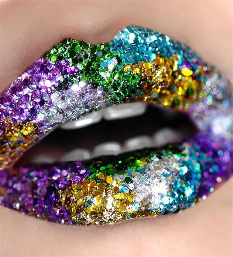 Multi Colored Glitter Lip Art By Theminaficent Instagram With