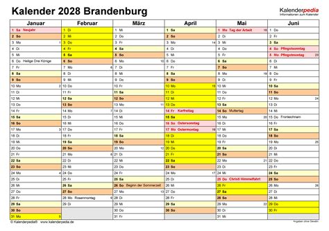 Kalender Brandenburg Ferien Feiertage Pdf Vorlagen