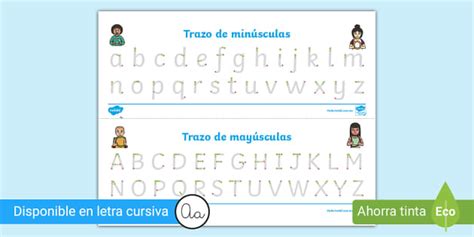 Tira De Letras Trazo De Mayúsculas Y Minúsculas Guía De Trabajo