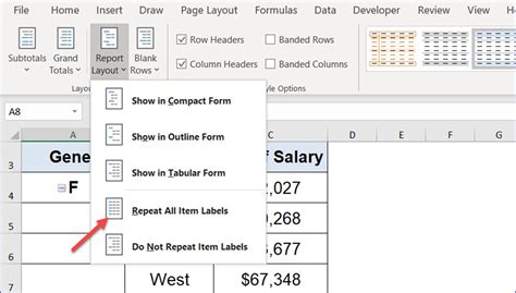 How To Repeat Item Labels In Pivot Table Excelnotes