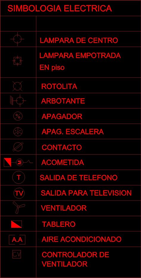 Simbologia Para Planos Electricos En Autocad Cad 80 78 Kb Bibliocad