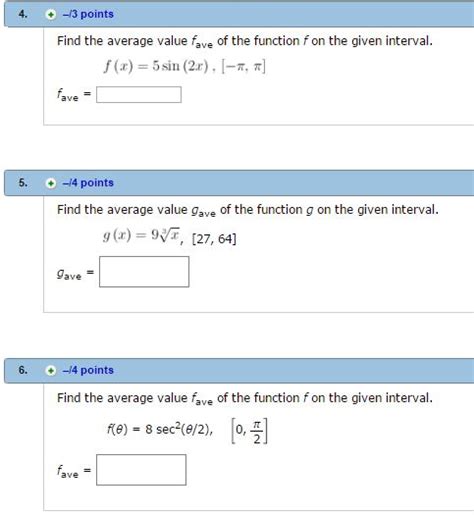 Solved Find The Average Value F Ave Of The Function F On The Chegg