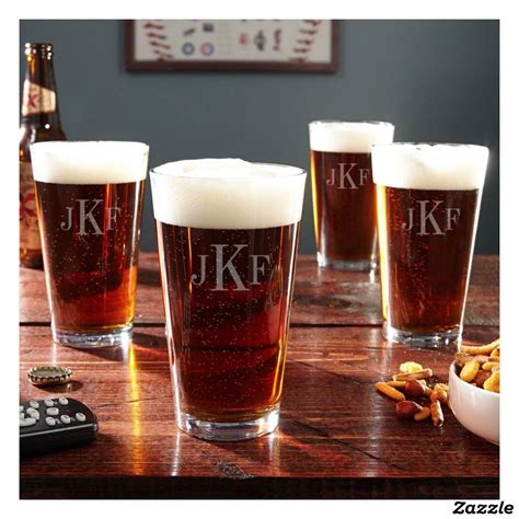 Set Of 4 Classic Monogram Pint Glasses Zazzle