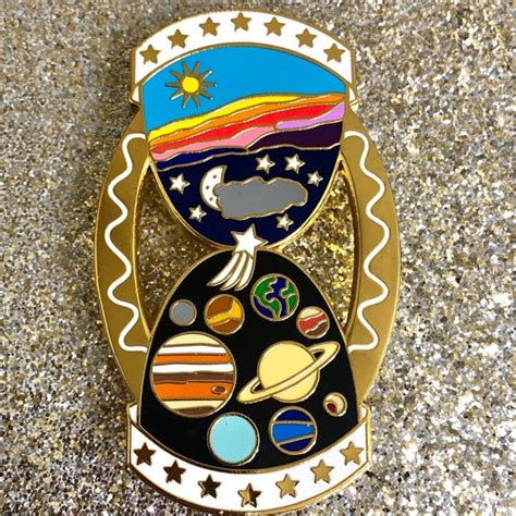 Space Hourglass Hard Enamel Pin Etsy