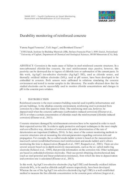 Pdf Durability Monitoring Of Reinforced Concrete Durability