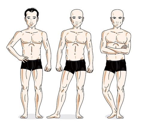 Hombres Guapos De Pie En Ropa Interior Negra Conjunto Vectorial De