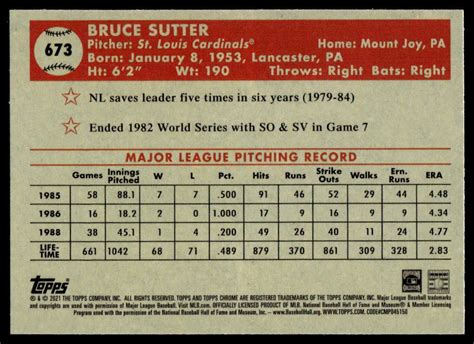 Topps Chrome Platinum Anniversary Bruce Sutter For Sale