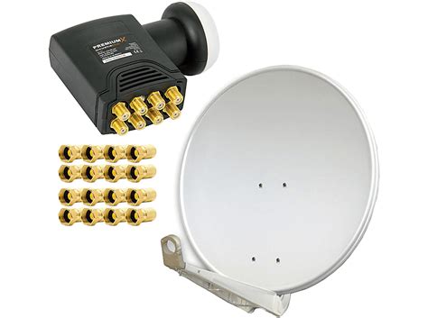 Premiumx Deluxe Satellitenantenne Cm Aluminium In Hellgrau Offset