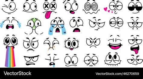 Cartoon facial expressions comic faces Royalty Free Vector