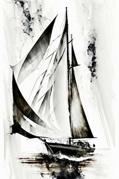 Premium Ai Image Painting Of A Sailboat With White Sail On The Water