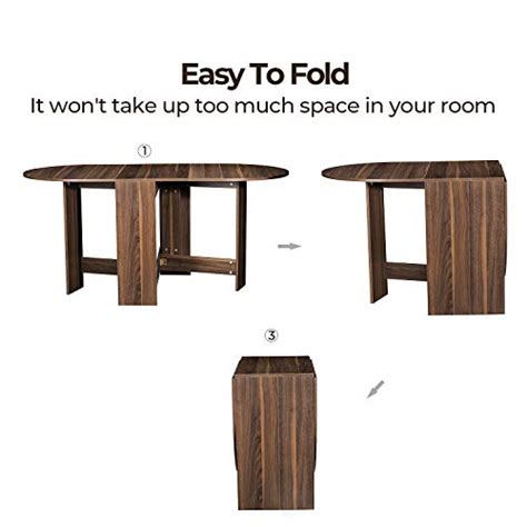 Tiptiper Folding Dining Table Extendable Dinner Table With Wood Grain