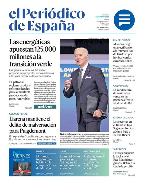 El PeriÓdico De EspaÑa De Hoy Viernes 13 De Enero De 2023 El Periódico De España