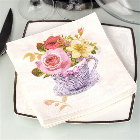 Stks Zak Rose Thee Servetten Patroon Decoupage Grandado