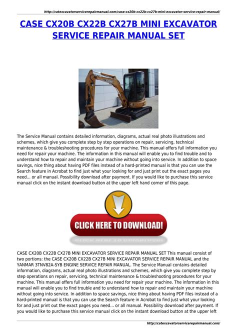 Case Cx20b Cx22b Cx27b Mini Excavator Service Repair Manual By 9idokskdmwna Issuu