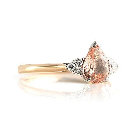 Pear Padparadscha Sapphire Halo Diamond Ring